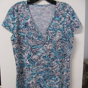 Lilly Pulitzer Michelle V-Neck Hippy‎ Hippy Shake Tee Size M